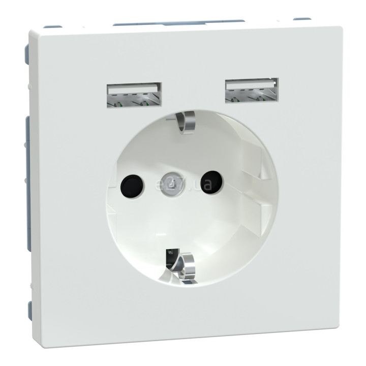Розетка 220В з USB Schneider Electric MEG2366-6035 Merten System D, білий лотос, із заземленням, Schuko · Schneider Electric · schneider-electric-meg2366-6035