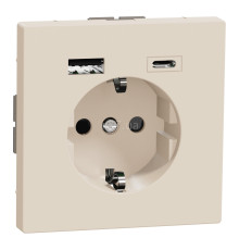 Розетка 220В з USB Schneider Electric MEG2367-6033 Merten System D, сахара