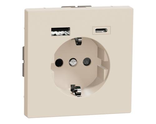 Розетка 220В з USB Schneider Electric MEG2367-6033 Merten System D, сахара
