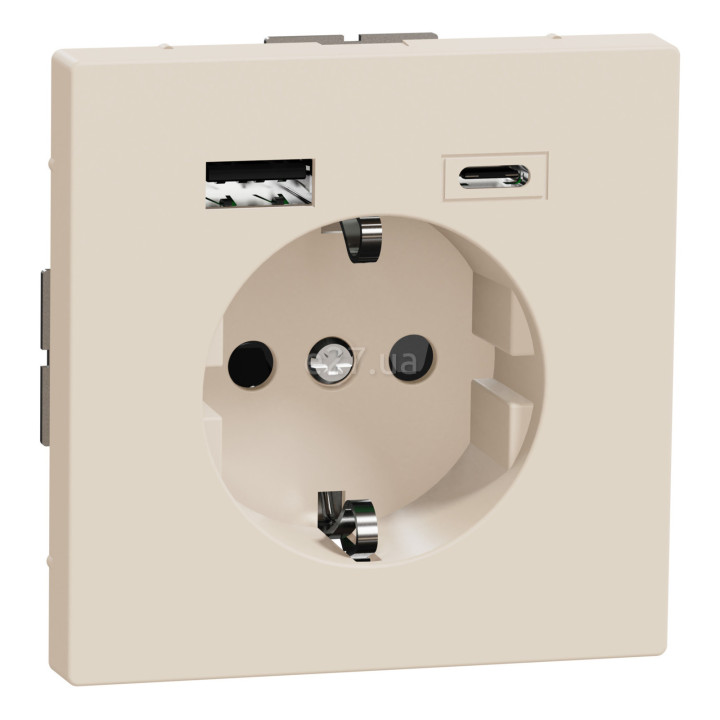 Розетка 220В з USB Schneider Electric MEG2367-6033 Merten System D, сахара · Schneider Electric · schneider-electric-meg2367-6033