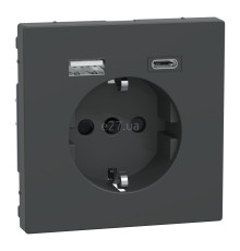Розетка 220В з USB Schneider Electric MEG2367-6034 Merten System D, антрацит