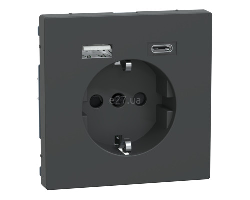 Розетка 220В з USB Schneider Electric MEG2367-6034 Merten System D, антрацит