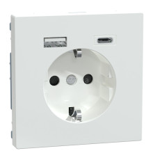 Розетка 220В з USB Schneider Electric MEG2367-6035 Merten System D, білий лотос