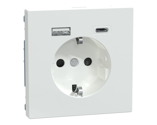 Розетка 220В з USB Schneider Electric MEG2367-6035 Merten System D, білий лотос