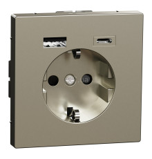 Розетка 220В з USB Schneider Electric MEG2367-6050 Merten System D, нікель