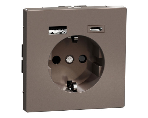 Розетка 220В з USB Schneider Electric MEG2367-6052 Merten System D, мокко