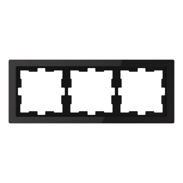 Рамка 3 поста Schneider Electric MEG4030-6503 Merten System D, чорний онікс, скло · Schneider Electric · schneider-electric-meg4030-6503