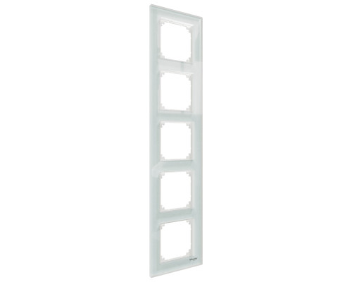 Рамка 5 постів вертикальна Schneider Electric MEG4050-2320 Merten System M, білий кристал, скло