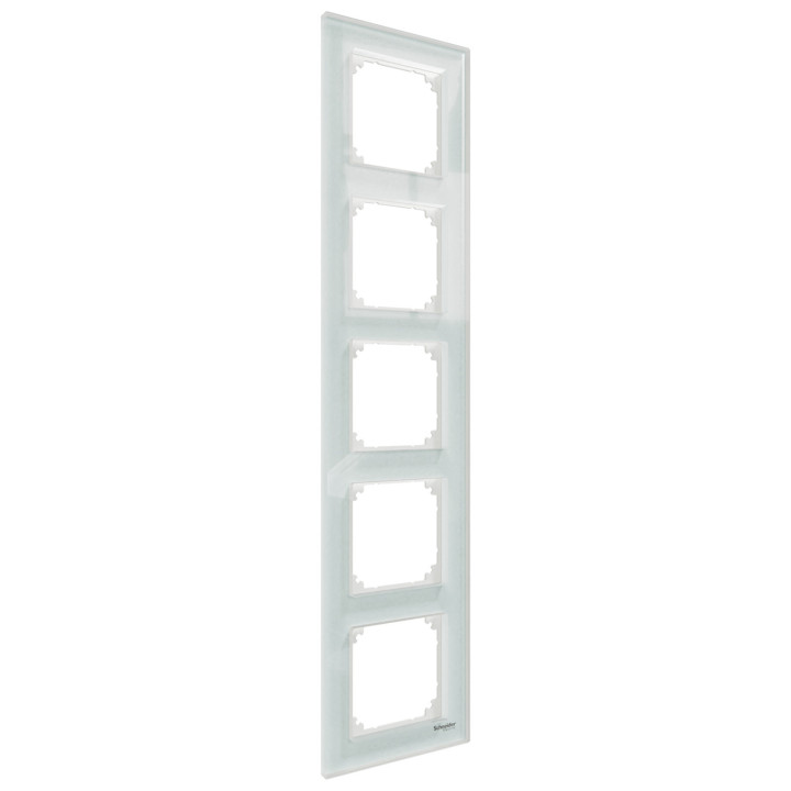 Рамка 5 постів вертикальна Schneider Electric MEG4050-2320 Merten System M, білий кристал, скло · Schneider Electric · schneider-electric-meg4050-2320
