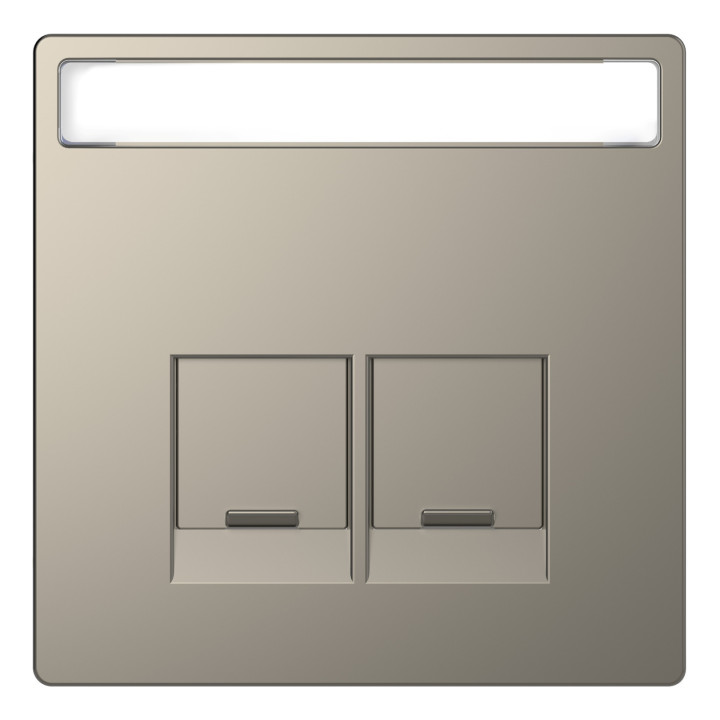 Лицьова панель розетки RJ45 Schneider Electric MEG4574-6050 Merten System D, нікель · Schneider Electric · schneider-electric-meg4574-6050