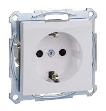 Розетка 220В Schneider Electric MTN2300-0325 Merten System M, активний білий, пластик, із заземленням, Schuko, без захисної кришки, зі шторками, для врізного монтажу
