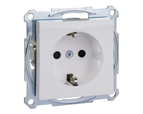 Розетка 220В Schneider Electric MTN2300-0325 Merten System M, активний білий, пластик, із заземленням, Schuko, без захисної кришки, зі шторками, для врізного монтажу
