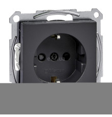 Розетка 220В Schneider Electric MTN2300-0414 Merten System M, антрацит, пластик, із заземленням, Schuko, без захисної кришки, зі шторками, для врізного монтажу