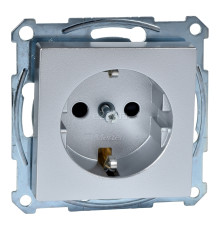 Розетка 220В Schneider Electric MTN2300-0460 Merten System M, алюміній, пластик, із заземленням, Schuko, без захисної кришки, зі шторками, для врізного монтажу