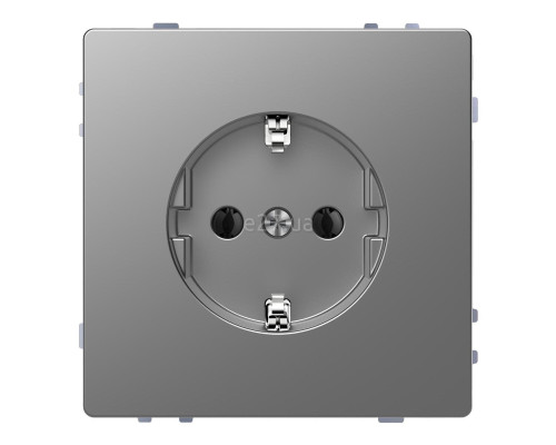 Розетка 220В Schneider Electric MTN2301-6036 Merten D-Life, нержавіюча сталь, пластик, із заземленням, Schuko, без захисної кришки, без шторок, для врізного монтажу