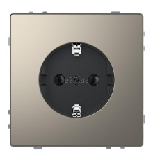 Розетка 220В Schneider Electric MTN2301-6050 Merten D-Life, нікель, метал, із заземленням, Schuko, без захисної кришки, без шторок, для врізного монтажу