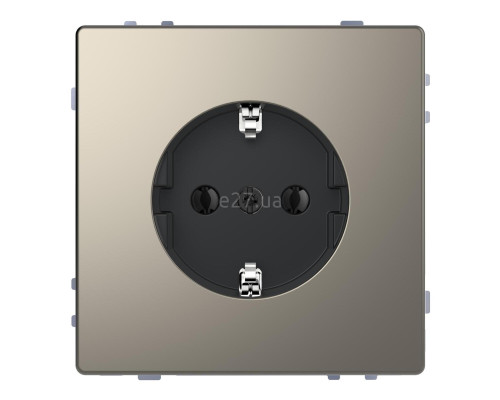 Розетка 220В Schneider Electric MTN2301-6050 Merten D-Life, нікель, метал, із заземленням, Schuko, без захисної кришки, без шторок, для врізного монтажу
