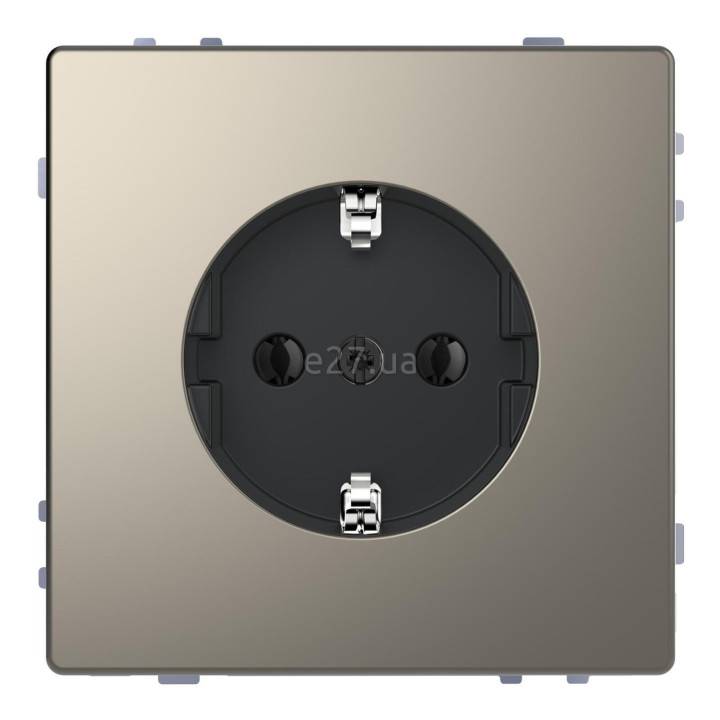 Розетка 220В Schneider Electric MTN2301-6050 Merten D-Life, нікель, метал, із заземленням, Schuko, без захисної кришки, без шторок, для врізного монтажу · Schneider Electric · schneider-electric-mtn2301-6050