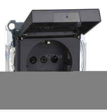 Розетка 220В Schneider Electric MTN2310-0414 Merten System M, антрацит, пластик, із заземленням, Schuko, із захисною кришкою, зі шторками, для врізного монтажу