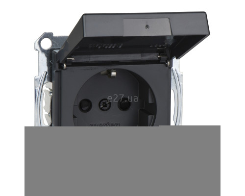 Розетка 220В Schneider Electric MTN2310-0414 Merten System M, антрацит, пластик, із заземленням, Schuko, із захисною кришкою, зі шторками, для врізного монтажу
