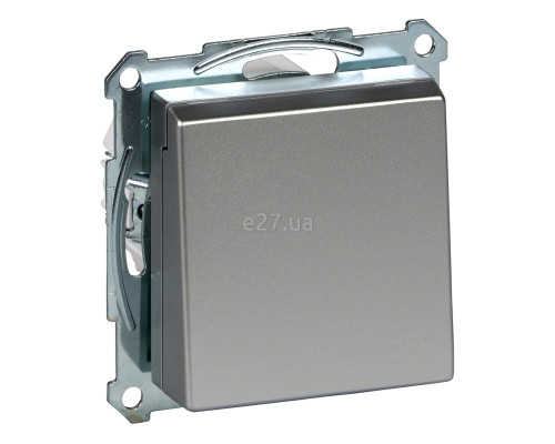 Розетка 220В Schneider Electric MTN2310-0460 Merten System M, алюміній, пластик, із заземленням, Schuko, із захисною кришкою, зі шторками, для врізного монтажу