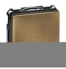 Розетка 220В Schneider Electric MTN2310-4143 Merten Antique, антична латунь, із заземленням, Schuko, із захисною кришкою, зі шторками, для врізного монтажу