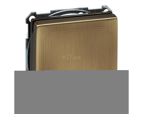 Розетка 220В Schneider Electric MTN2310-4143 Merten Antique, антична латунь, із заземленням, Schuko, із захисною кришкою, зі шторками, для врізного монтажу