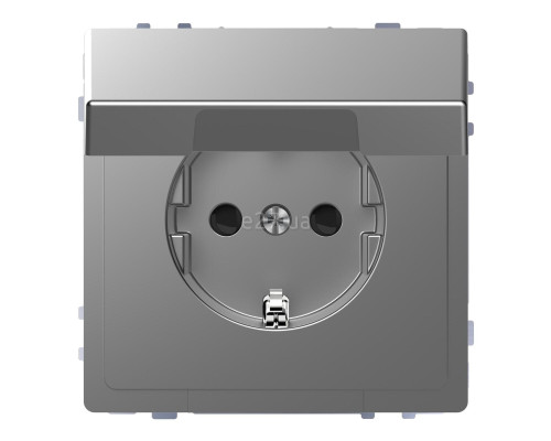 Розетка 220В Schneider Electric MTN2310-6036 Merten D-Life, нержавіюча сталь, пластик, із заземленням, Schuko, із захисною кришкою, зі шторками, для врізного монтажу