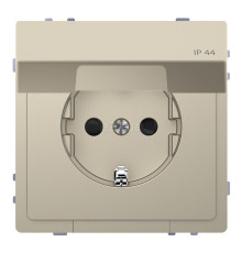 Розетка 220В Schneider Electric MTN2314-6033 Merten D-Life, сахара, пластик, із заземленням, Schuko, ip44, із захисною кришкою, зі шторками, для врізного монтажу