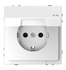 Розетка 220В Schneider Electric MTN2314-6035 Merten D-Life, білий лотос, пластик, із заземленням, Schuko, ip44, із захисною кришкою, зі шторками, для врізного монтажу