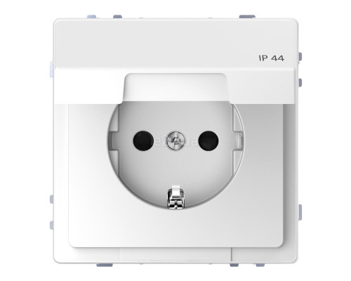 Розетка 220В Schneider Electric MTN2314-6035 Merten D-Life, білий лотос, пластик, із заземленням, Schuko, ip44, із захисною кришкою, зі шторками, для врізного монтажу