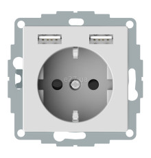 Розетка 220В з USB Schneider Electric MTN2366-0325 Merten System M, активний білий, пластик, із заземленням, Schuko, без захисної кришки, зі шторками, для врізного монтажу