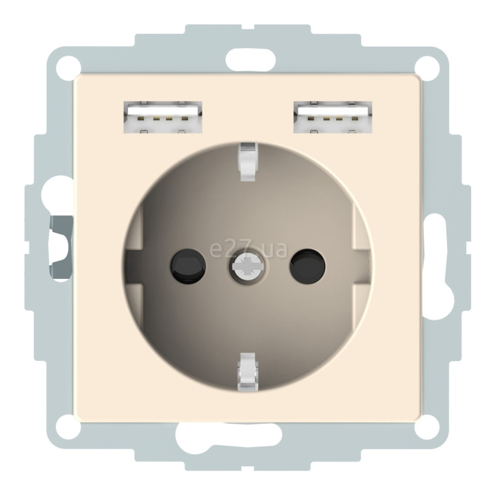 Розетка 220В з USB Schneider Electric MTN2366-0344 Merten System M, бежевий, пластик, із заземленням, Schuko, без захисної кришки, зі шторками, для врізного монтажу · Schneider Electric · schneider-electric-mtn2366-0344