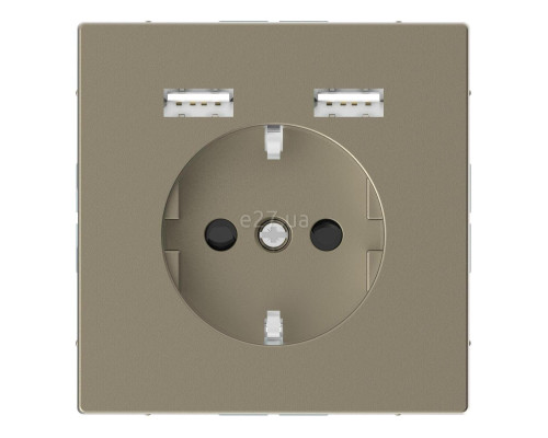 Розетка 220В з USB Schneider Electric MTN2366-6033 Merten D-Life, сахара, пластик, із заземленням, Schuko, без захисної кришки, зі шторками, для врізного монтажу