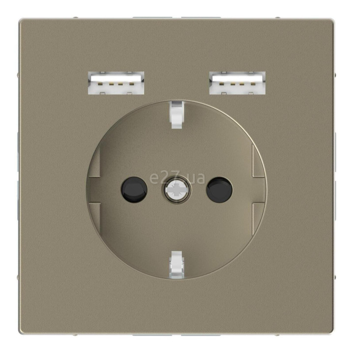 Розетка 220В з USB Schneider Electric MTN2366-6033 Merten D-Life, сахара, пластик, із заземленням, Schuko, без захисної кришки, зі шторками, для врізного монтажу · Schneider Electric · schneider-electric-mtn2366-6033