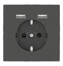 Розетка 220В з USB Schneider Electric MTN2366-6034 Merten D-Life, антрацит, пластик, із заземленням, Schuko, без захисної кришки, зі шторками, для врізного монтажу