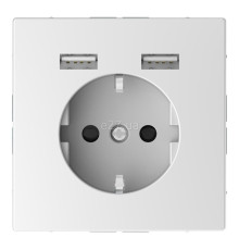 Розетка 220В з USB Schneider Electric MTN2366-6035 Merten D-Life, білий лотос, пластик, із заземленням, Schuko, без захисної кришки, зі шторками, для врізного монтажу