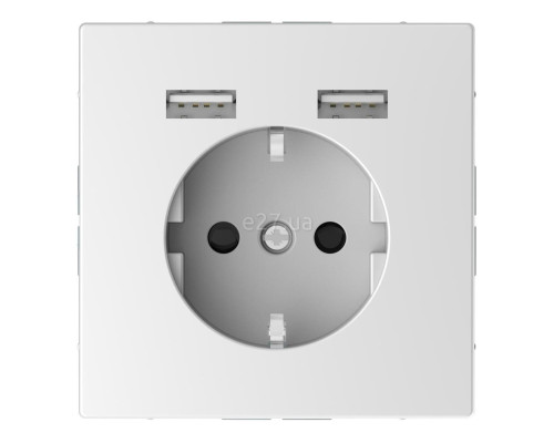 Розетка 220В з USB Schneider Electric MTN2366-6035 Merten D-Life, білий лотос, пластик, із заземленням, Schuko, без захисної кришки, зі шторками, для врізного монтажу