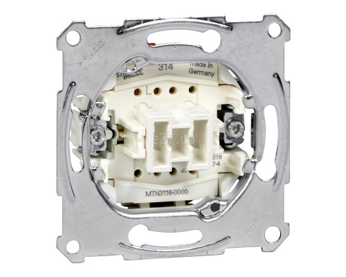Перемикач прохідний 1-клавішний Schneider Electric MTN3116-0000 Merten QuickFlex, сумісний з підсвіткою, для врізного монтажу