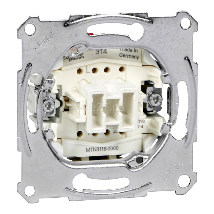 Перемикач прохідний 1-клавішний Schneider Electric MTN3116-0000 Merten QuickFlex, сумісний з підсвіткою, для врізного монтажу · Schneider Electric · schneider-electric-mtn3116-0000