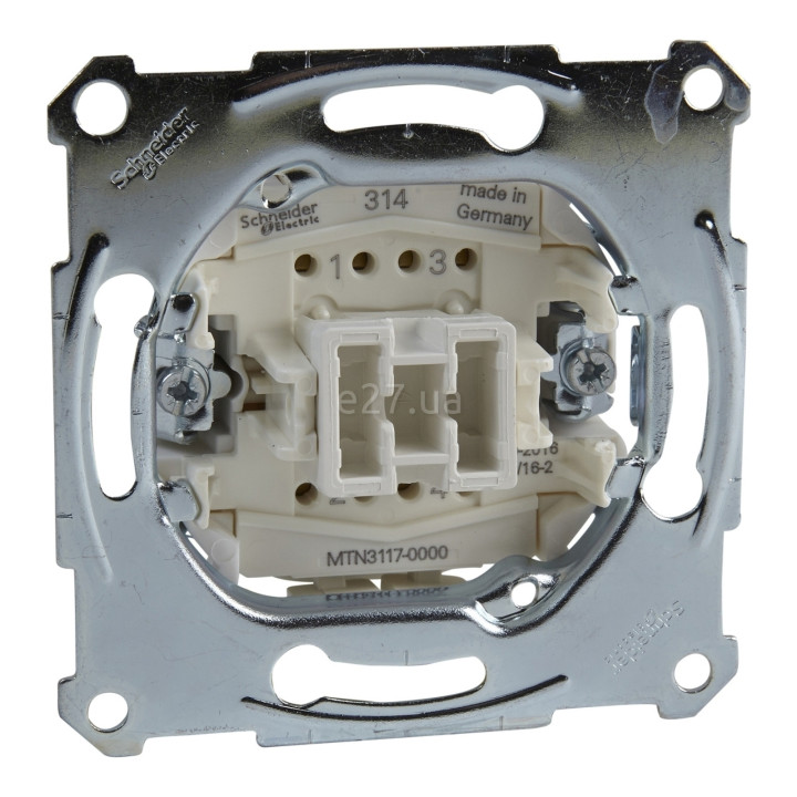 Перемикач перехресний 1-клавішний Schneider Electric MTN3117-0000 Merten QuickFlex, сумісний з підсвіткою, для врізного монтажу · Schneider Electric · schneider-electric-mtn3117-0000