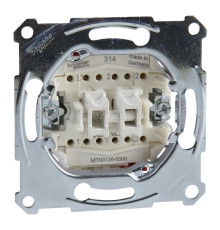 Перемикач прохідний 2-клавішний Schneider Electric MTN3126-0000 Merten QuickFlex, без підсвітки та індикації, для врізного монтажу