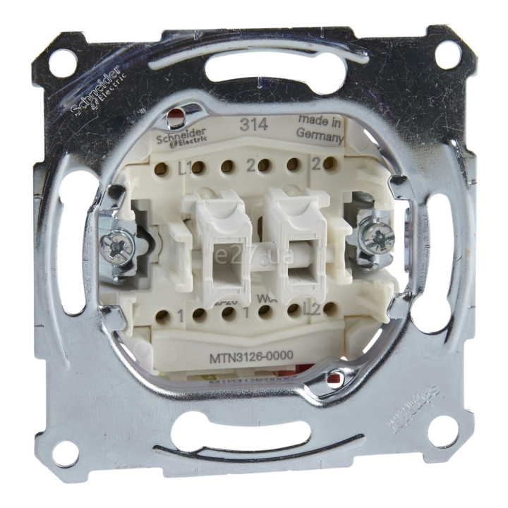 Перемикач прохідний 2-клавішний Schneider Electric MTN3126-0000 Merten QuickFlex, без підсвітки та індикації, для врізного монтажу · Schneider Electric · schneider-electric-mtn3126-0000