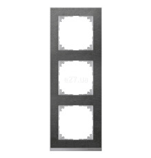 Рамка 3 поста Schneider Electric MTN4030-3669 Merten System M-Pure Decor, сланець/алюміній, пластик