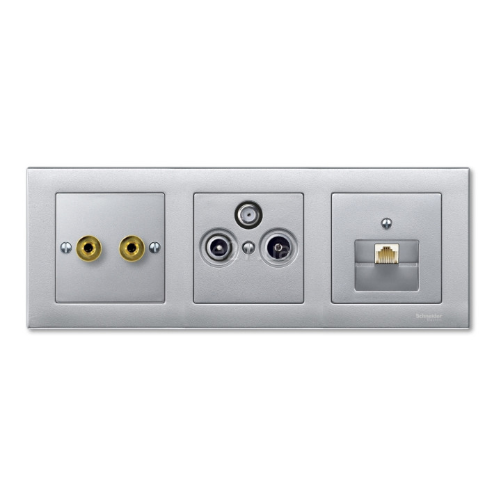 Рамка 3 поста Schneider Electric MTN486360 Merten System M-Plan, алюміній, пластик · Schneider Electric · schneider-electric-mtn486360