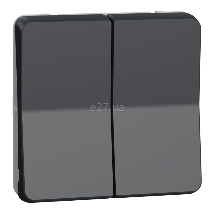 Перемикач прохідний 2-клавішний Schneider Electric MUR35019 Mureva Styl, чорний, пластик, ip55, без підсвітки та індикації · Schneider Electric · schneider-electric-mur35019