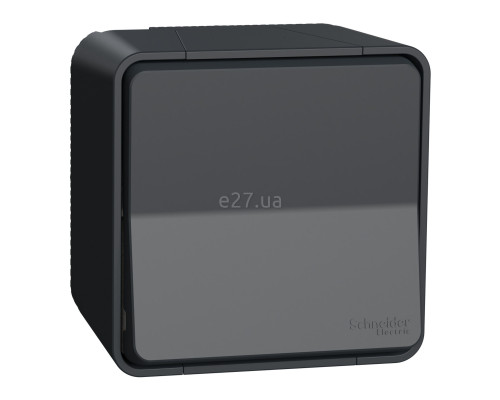Вимикач без фіксації 1-клавішний Schneider Electric MUR35026 Mureva Styl, чорний, пластик, ip55, без підсвітки та індикації, для накладного монтажу