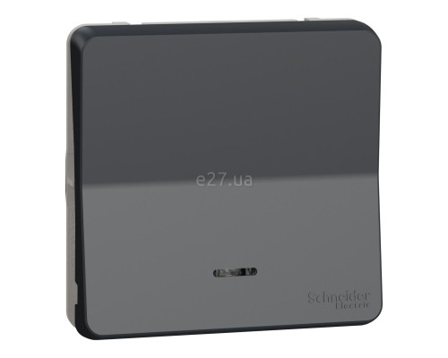 Вимикач без фіксації 1-клавішний Schneider Electric MUR35127 Mureva Styl, чорний, пластик, ip55, з підсвіткою