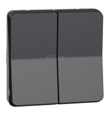 Вимикач без фіксації 2-клавішний Schneider Electric MUR35326 Mureva Styl, чорний, пластик, ip55, без підсвітки та індикації