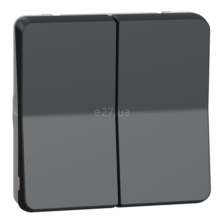 Вимикач без фіксації 2-клавішний Schneider Electric MUR35326 Mureva Styl, чорний, пластик, ip55, без підсвітки та індикації · Schneider Electric · schneider-electric-mur35326